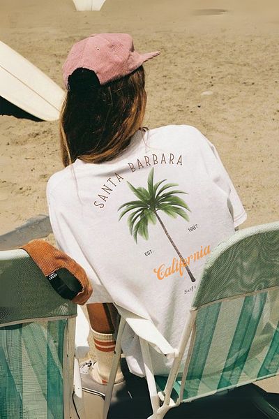 Le'sluette shadow of style California Palm Printed Oversize 100% Cotton T-Shirt