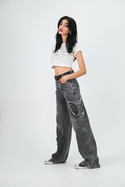 Köstebek Антрацитни дънки Butterfly Baggy Kot Pantolon