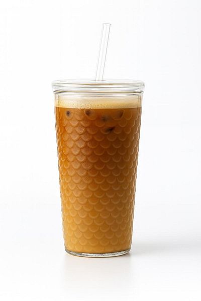 ERKUGO Squama Borosilicate Cold Coffee Glass with Glass Lid – 650 ml