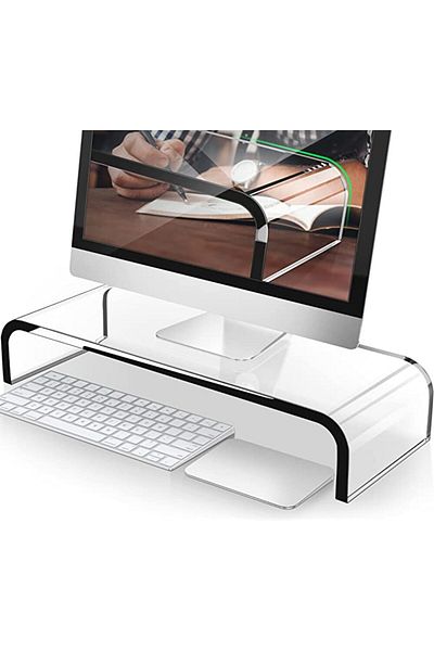 SMARTPOINTS Premium Acrylic Monitor Stand, Custom Size Monitor Riser/Computer Stand for Home Office Business w/S