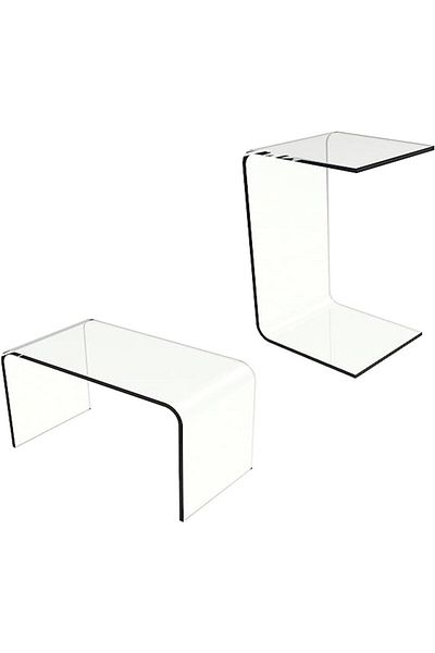 SMARTPOINTS Acrylic End Table C Shape End Table Easy Move Display Table
