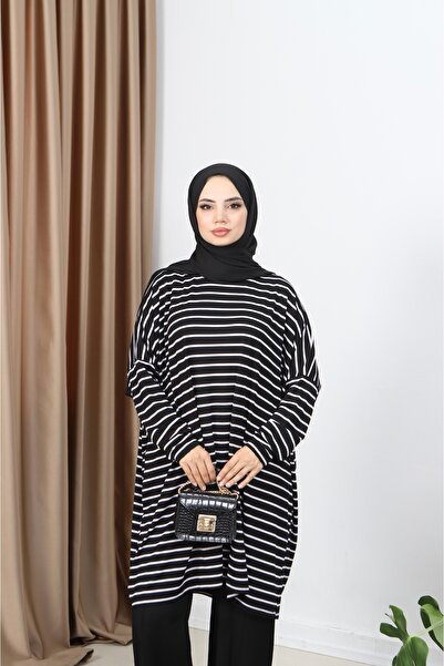 NİSUM MODA Striped Combed Tunic