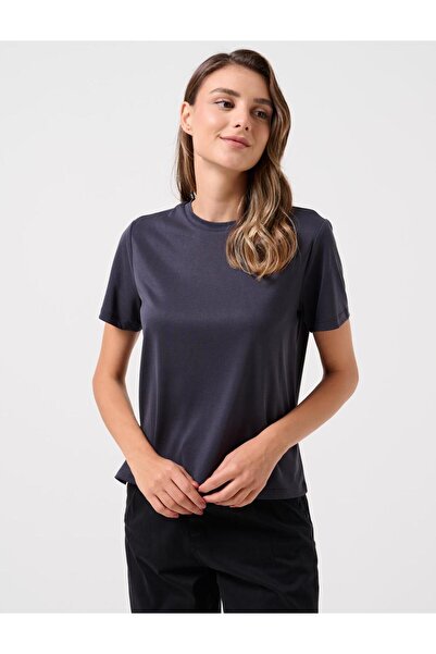 Jimmy Key Siyah Düz Kesim Bisiklet Yaka Kısa Kollu Tişört