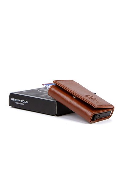 Newish Women's Mechanized Card Holder and Wallet - Tan