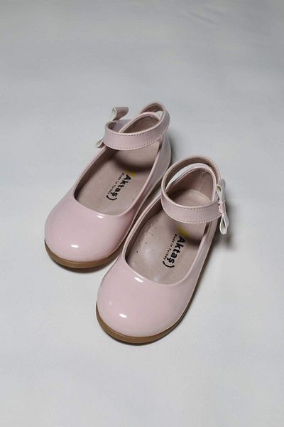 AKTAŞ ORTOPEDİ Girl's Ankle Strap Powder Patent Leather Orthopedic Ballerina Shoes