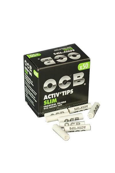 OCB Filtre ceramice pentru rulat tigari OCB Slim Activ Tips, 7mm, carbon activ, 50 bucati