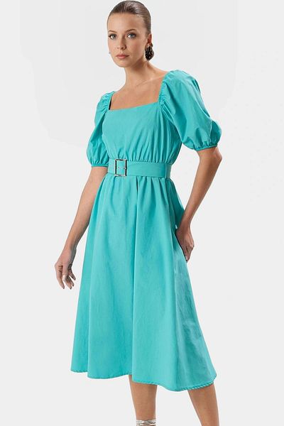 PayBuy Women Skater Mold Midi Dress Cotton Terrycotton Fabric Casual Stylish Style Modern Style Comfortable Cut