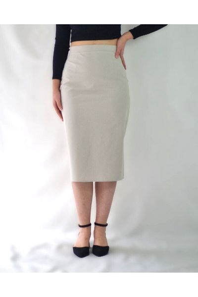 YAXİ FUSTA ȚESUTĂ CREMA CREAM MIDI