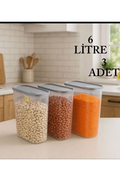 Kitchen Line Erzak Bakliyat Kiler Saklama Kabı 3'lü, 6lt