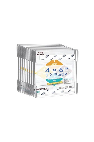 SMARTPOINTS 4 x 6 inch Wall Mount Acrylic Sign Holder with 3M Tape Adhesive for Office, Home, Store, Restaurant,