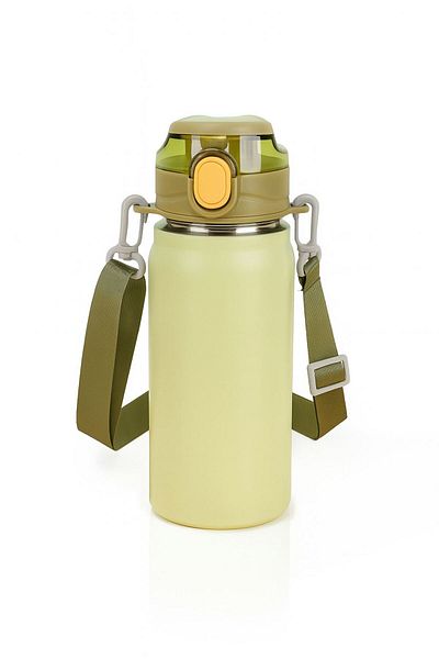 Weather Forecast 304 L Steel Green 600 ml Water Bottle with Strap and Straw cin411ys