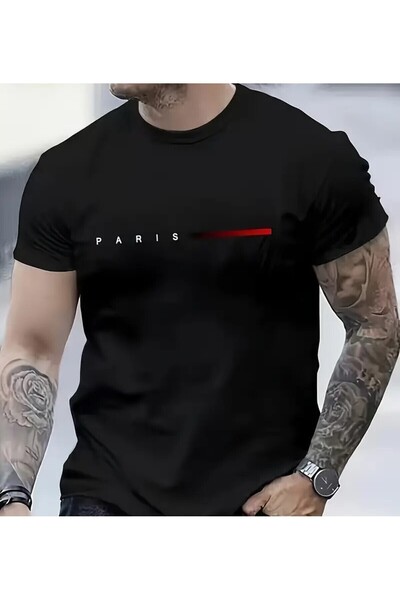 benimcombinim تي شيرت للجنسين للرجال/النساء باريس ملون مطبوع كبير الحجم من ال...