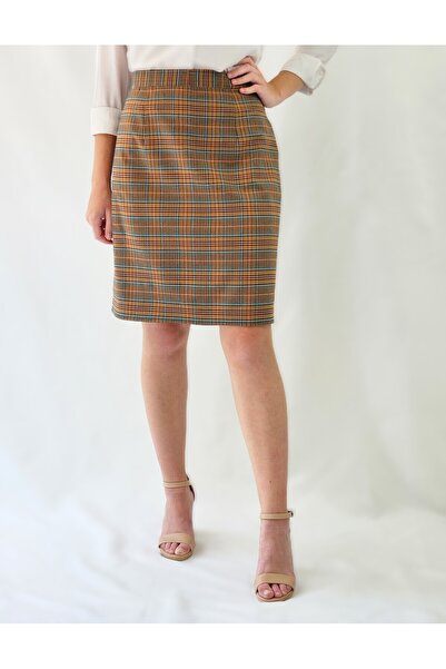 YAXİ Colorful Plaid Women's Pencil Skirt