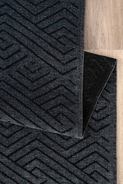 Massilia Home Serelia Şönil Kilim Dokuma ve Kaymaz Taban Antialerjik Yıkanabilir Leke Tutmaz Halı Antrasit