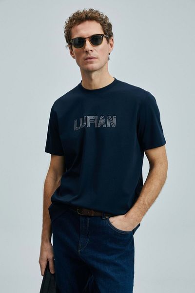 Lufian 111020240 Ανδρικό μπλουζάκι Think Modern Graphic T-shirt Navy Blue
