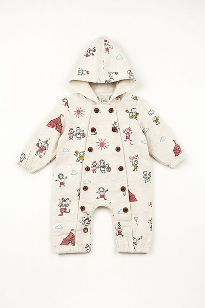 Baby Fou Red Long Jumpsuit - Tent Printed