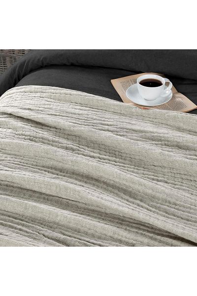 Miespiga Şal rustic cu 3 straturi din in, cu două feţe, umplut cu fibre super moi, patru anotimpuri, 140x190cm