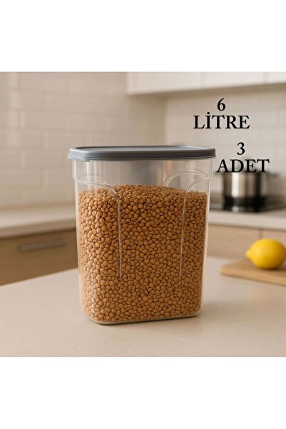 Kitchen Line Erzak Bakliyat Kiler Saklama Kabı 3'lü, 6lt