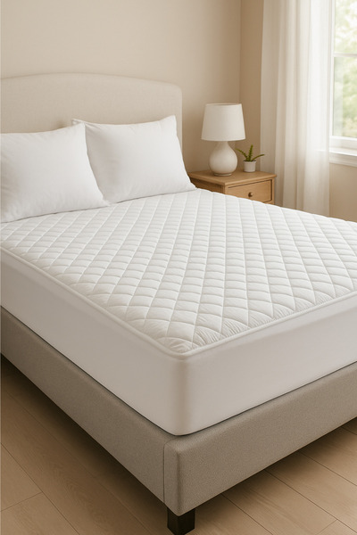 Nart Home Mattress Topper Cotton Quilted Fitted Full Edge Mattress Protector White