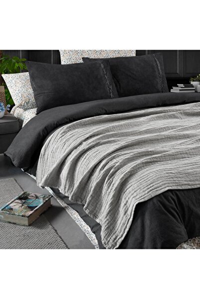 Miespiga Rustic 3 Layer Linen Double Sided Super Soft Fiber Filled Four Seasons Throw Sofa Shawl 140x190cm