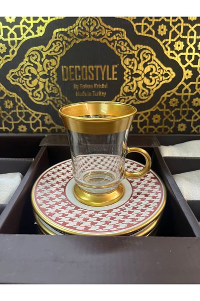 DECOSTYLE Goose Goosefoot Red Handled 12 Piece Tea Set for 6 People