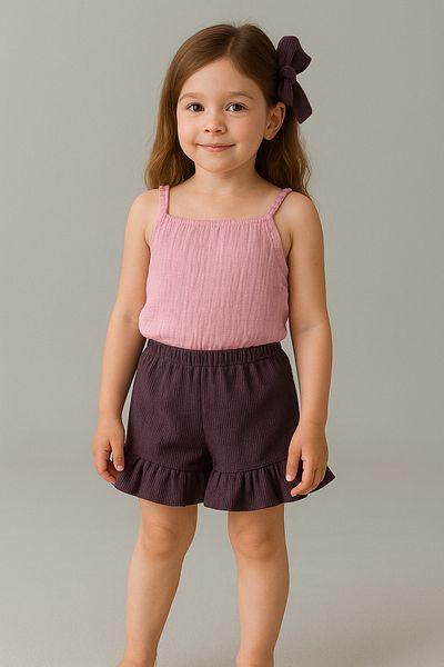 rg kidsstore Σετ 3 τμχ Μουσελίνα μπλούζα και σορτς Rib για κορίτσι