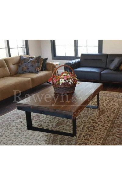 deryawood Raweyn Masif Ahşap Dogal Ağaç Orta Sehpa Ceviz 100*85*45 Cm