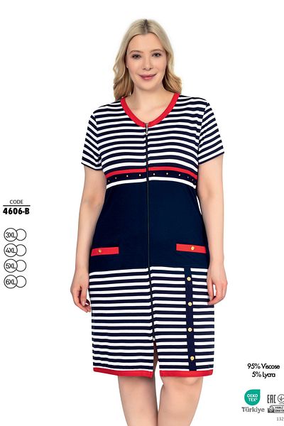 ROMEO LİFE Women's Large Size Viscose Fabric Short Sleeve Dress 4606-B