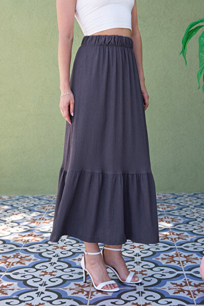 Fulla Moda Bürümcük Fabric Elastic Waist Skirt