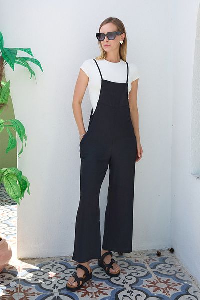 Fulla Moda Crepe Fabric Rope Strap Jumpsuit