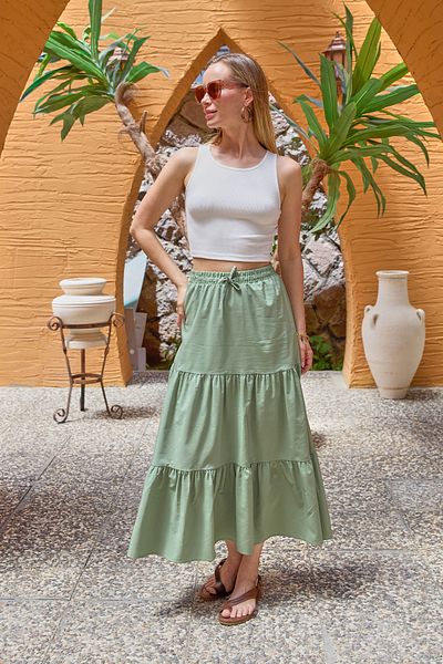 Fulla Moda Φούστα Terikoton Υφασμάτινη βολάν