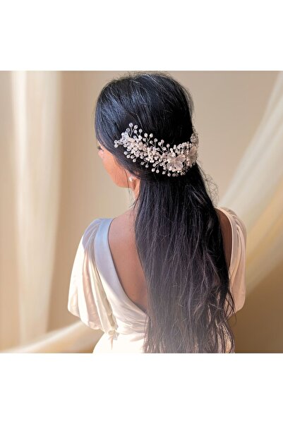 Lily and Bride عصابة شعر للعروس من حجر اللؤلؤ والكريستال وحفلات الزفاف والخطو...