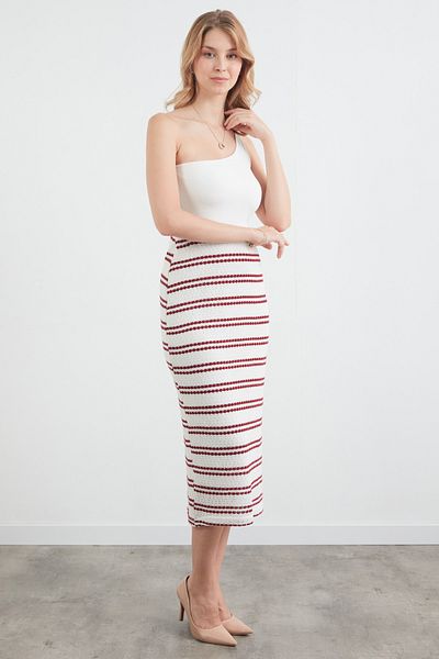 Fulla Moda Fustă tricotată cu talie elastică în dungi