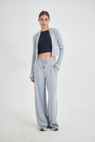 The Champ Clothing Hooded Zippered Modal Cardigan and Wide Leg Tailored Pants Modal Fabric Tracksuit Set