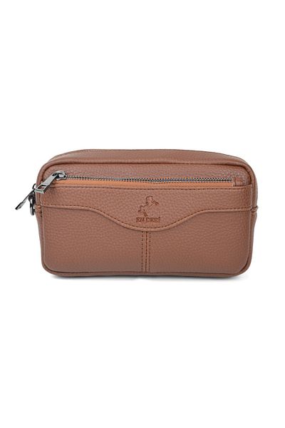 en deri Men's Tan Luxury Hand and Bracelet Belted Portfolio Hand Bag