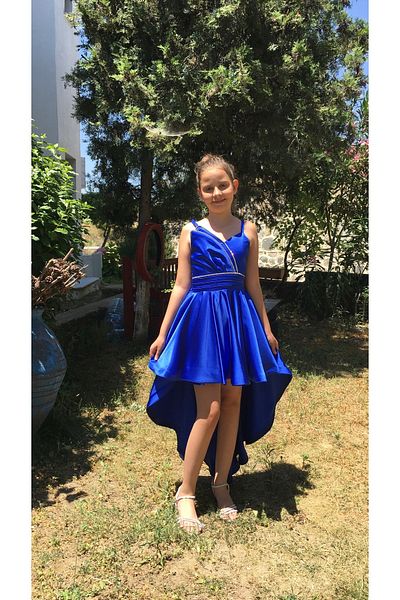 Erkut Βραδινό φόρεμα για κορίτσια Saks Χρώμα Σατέν Ύφασμα με ουρά