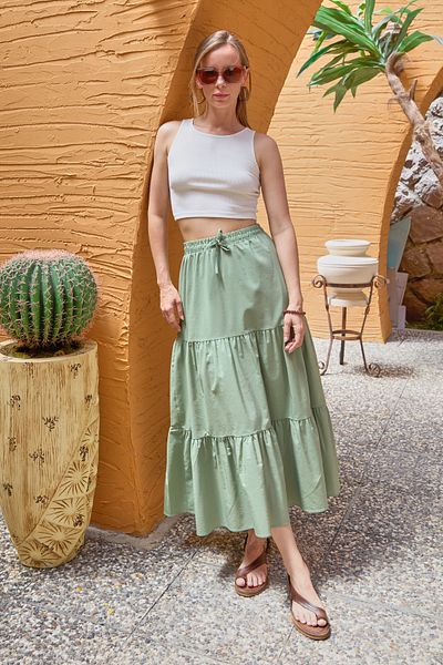 Fulla Moda Φούστα Terikoton Υφασμάτινη βολάν
