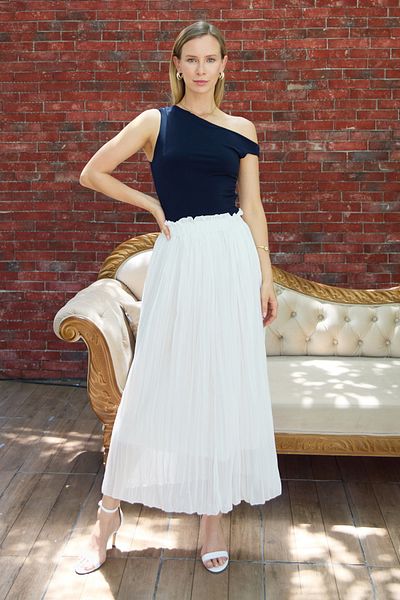 Fulla Moda Fusta din sifon plisat cu talie elastică