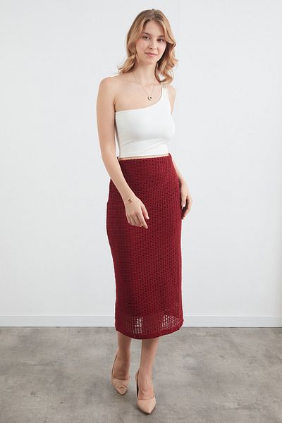 Fulla Moda Fusta de bază tricotată cu talie elastică