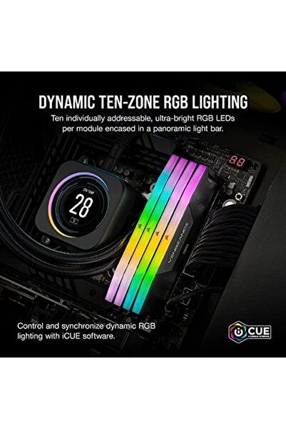 Corsair ذاكرة VENGEANCE RGB DDR5 2 سعة 32 جيجابايت (2 × 16 جيجابايت) DDR5 5200 باللون الأسود