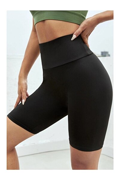 KOTA Yüksek Bel Dalgıç Kumaş Diz Üstü Tayt Şort