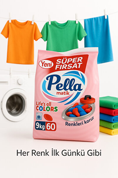 pella 9 KG RENKLİLER 60 YIKAMA TOZ DETERJAN