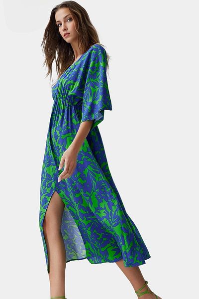 PayBuy Very Ethnic Patterned Midi Viscose Dress A-Line Three Quarter Sleeve Summer Distinguished Material