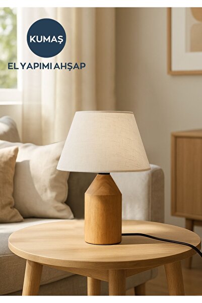 HOMİNG Homing Penna Natural Wood Handmade Lampshade Melted Fabric 241962