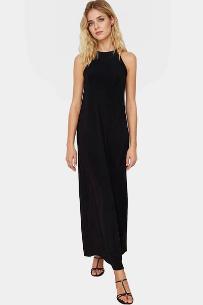 PayBuy Maxi Floral Pattern Knitted Dress Halter Neckline Comfortable Casual Durable Material Use