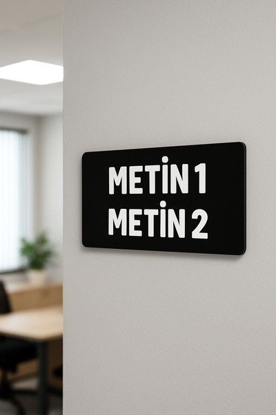 Happynesso Kişiye Özel SİYAH Pleksi Üstü Kapı Tabelası 22x8 cm | 2 Kelime Yaz...