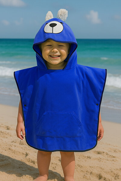 MORDRY Παιδικό παντζόνι από μικροΐνες με στάμπα αρκούδας - Φορετό με κουκούλα και πετσέτα παραλίας