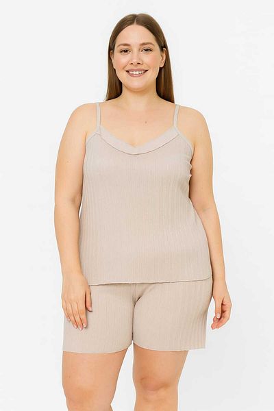 MODA Women's Plus Size Rope Strap Blouse and Shorts Bottom Top Pajamas Set