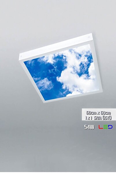 Gökyüzü Panel 1x1-tekli-60x60-tavana Yapışık Led Panel-54w-sıva Üstü Avize-kolay Montaj-bulutlu- Led