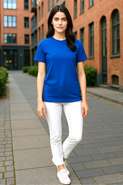 Windy Island Дамска памучна тениска с кръгла яка и редовна кройка